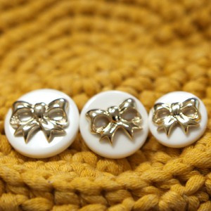 [Horn Button] White Gold Ribbon Horn Button (17mm, 21mm, 23mm)