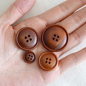 [Wooden button] Oriental convex 4-prong button (13,15,18,20,25,30mm)