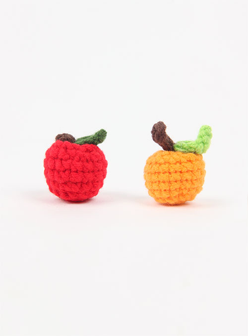 [Applique/brooch] Hand-knitted Piece Mandarin (1Piece)