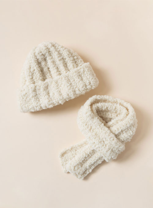 [DIY] Highland Alpaca Boucle Nose Invisible Snow Beanie & Mini Scarf (Video)