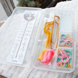 [Tulip] Auxiliary tool set (TA-0045) (7 types in 1 set) (Gauge ruler + single-count indicator ring + thread count indicator ring + twist needle + safety pin + needle stopper)