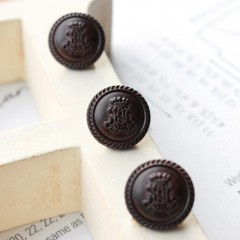 [Basic Button] Mini Brown Checkered Button (13mm)