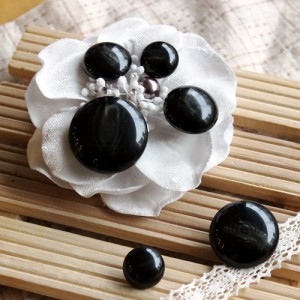[Horn Button] Wood Grain_Black (30mm)