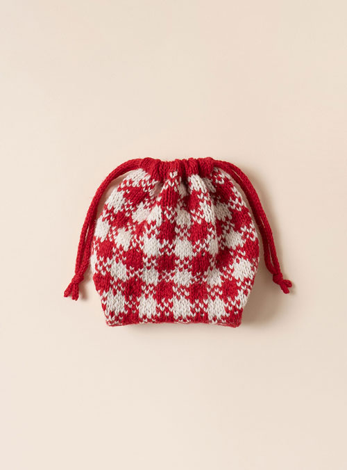 [DIY] Vintage Wool Gingham Check String Pouch (Video) (Approximately 3 Pieces)