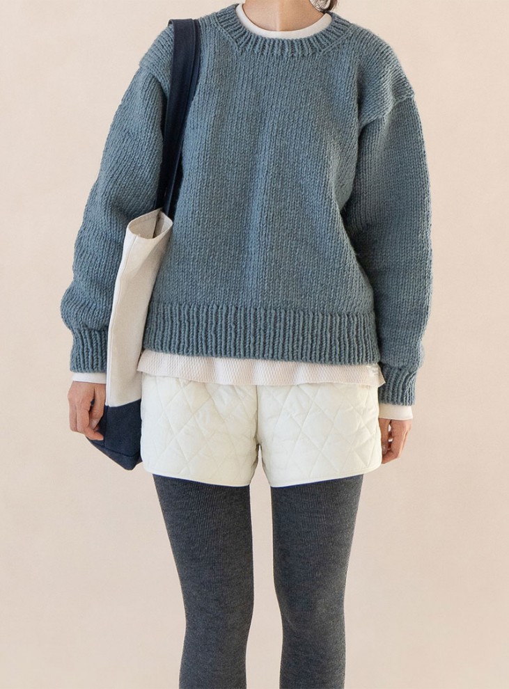 [PDF pattern] Teddy Wool 30 Semi-Drop Shoulder Top-Down Sweater Pattern (Video)