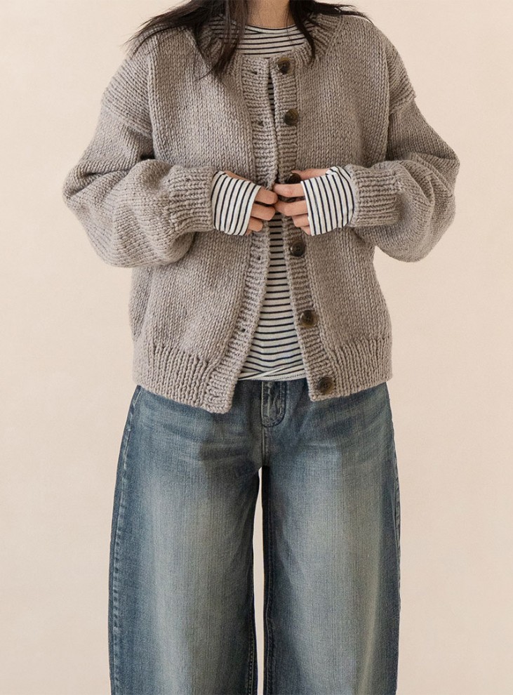 [PDF pattern] Teddy Wool 30 Semi-Drop Shoulder Top-Down Cardigan (video)