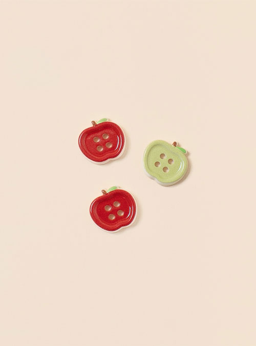 [Character Button] Apple Border 4-Pocket Button
