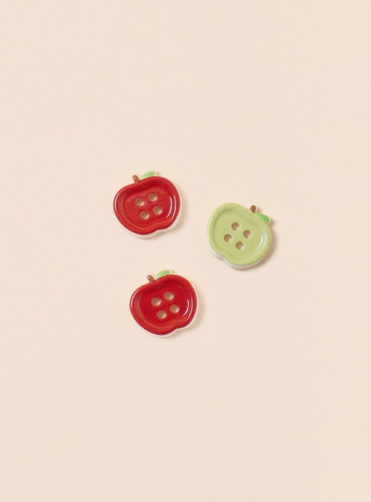 [Character Button] Apple Border 4-Pocket Button
