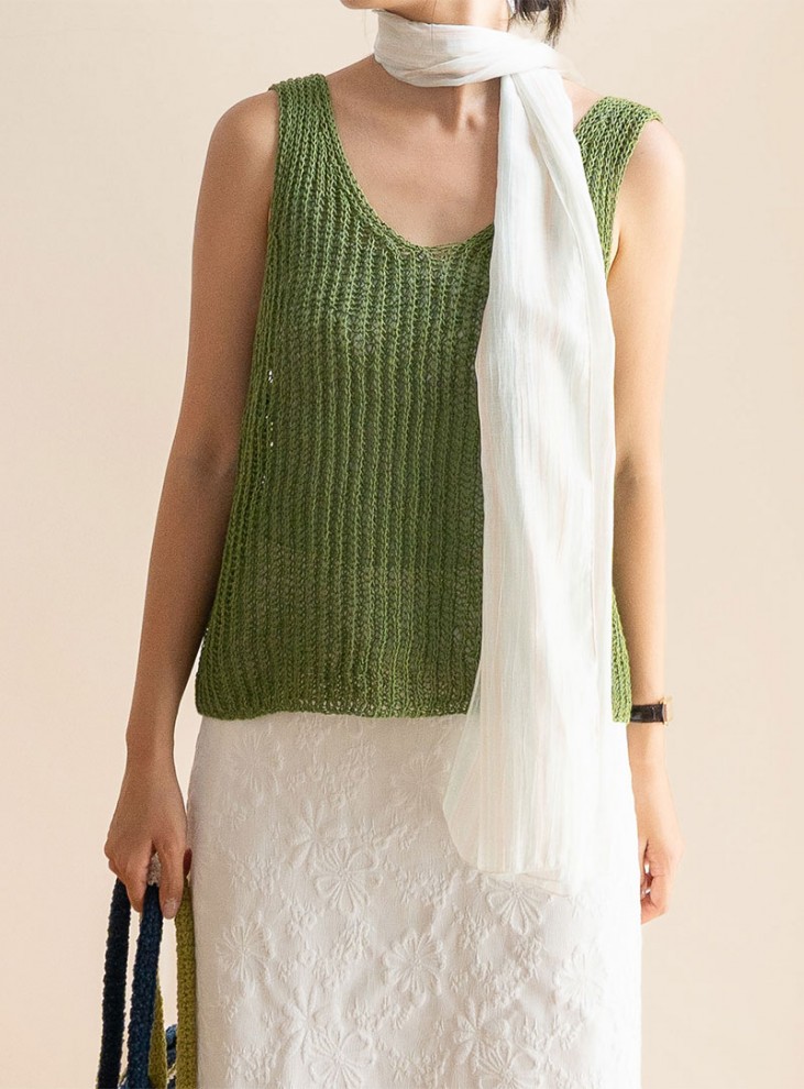 [PDF pattern] Crispy Cotton Brioche Vest pattern